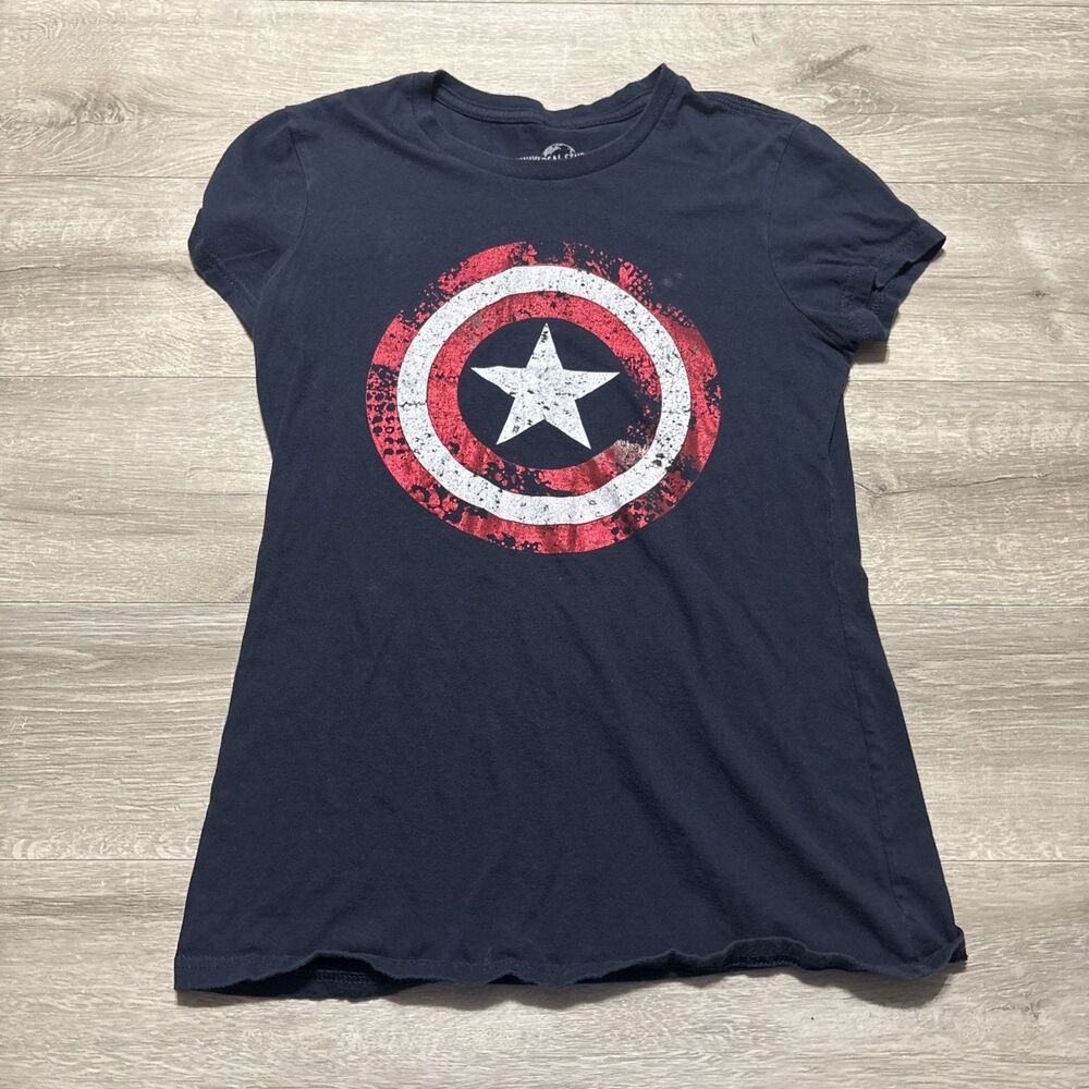 Marvel Captain America Shield T Shirt Womens M Black Universal Studios Tee